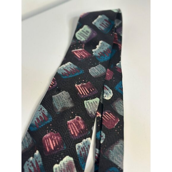 VTG Pcarlo Palazzi Paris Tie Geometric Pattern Italian Silk Necktie 3.75" Access - Picture 3 of 6